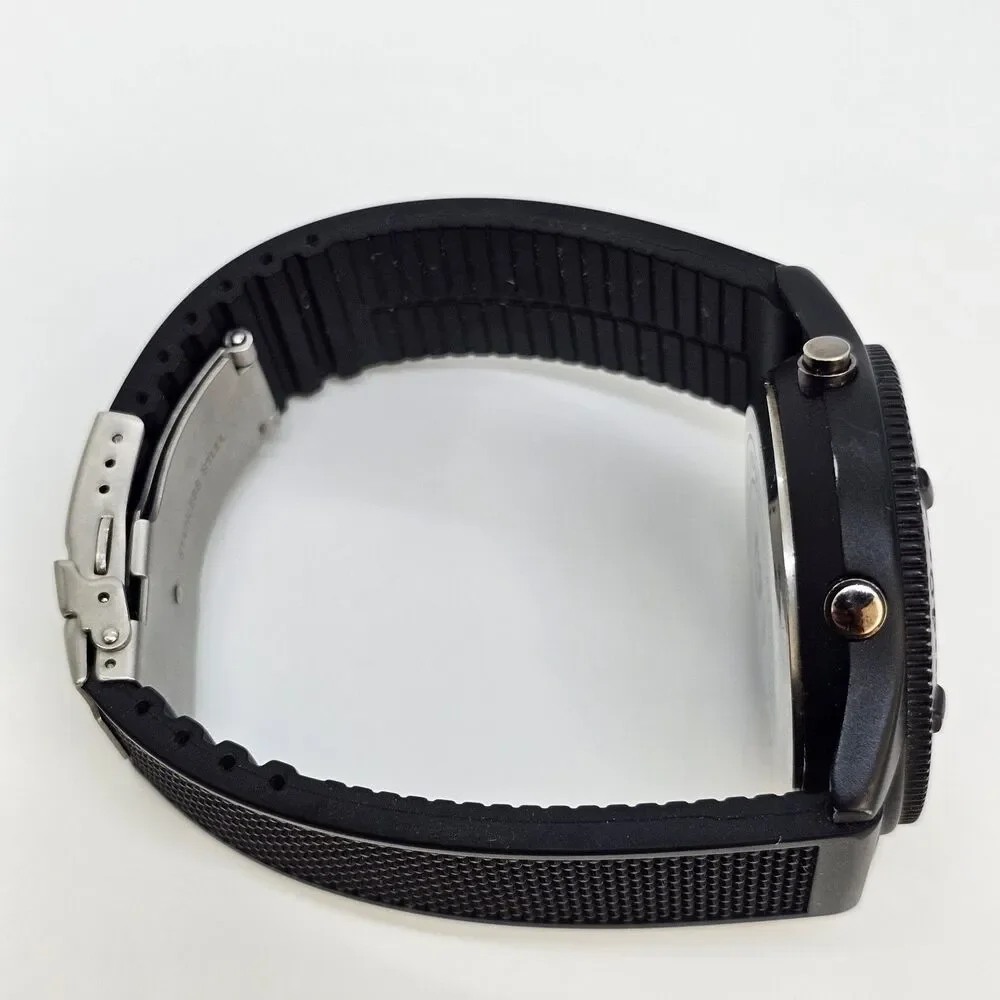 Men CX2 Croton Sport Black Tone Silicone Analog Digital Watch 46MM New Batteries